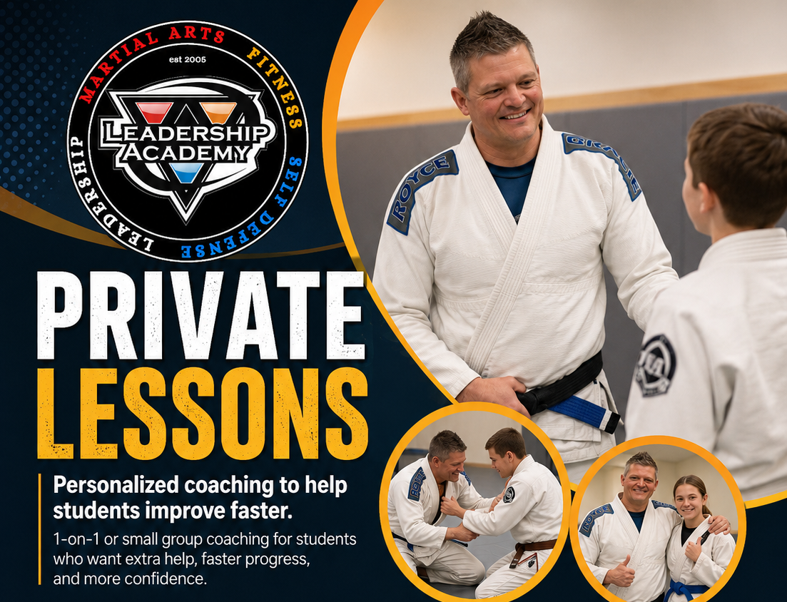 Leadership Academy private lessons with personalized coaching, lesson themes, packages, and benefits